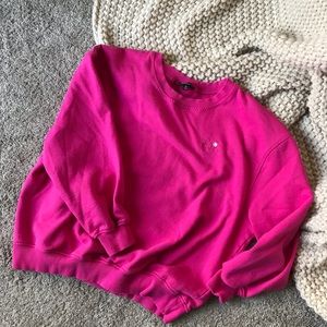For Love & Lemons Sweatshirt Hot Pink Embroidered
